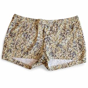 H&M Chevron Print Chino Shorts Green Blue Tan Cotton Stretch Size 10